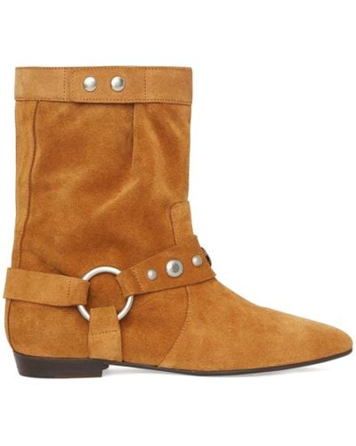 Isabel Marant Stania Studded Suede Boots - Brown