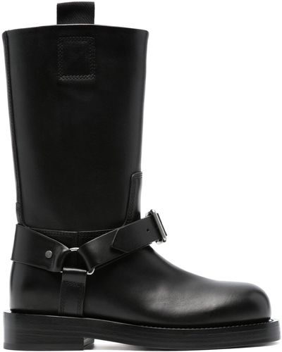 Burberry Women Leather Saddle Low Boots - Black