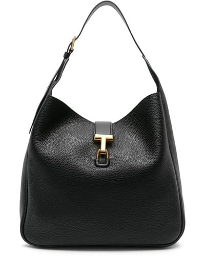 Tom Ford Monarch Large Leather Tote Bag - Women's - Calf Leather/brass - Black