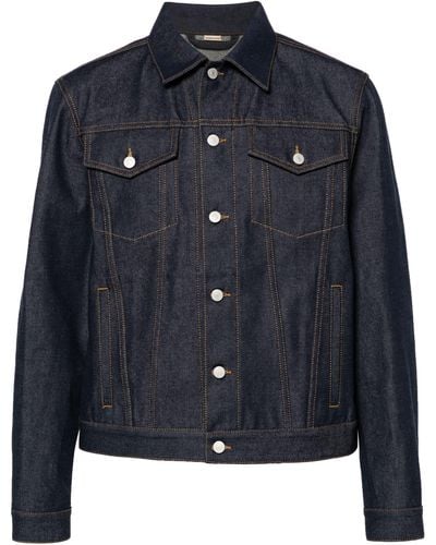 Gucci Contrast-stitching Denim Jacket - Blue