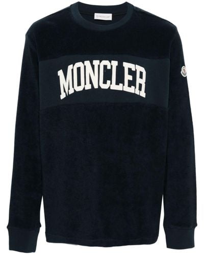 Moncler Logo-embroidered Cotton Sweatshirt - Men's - Wool/cotton/acrylic/polyester - Blue