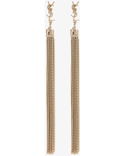 Saint Laurent -tone Loulou Chain Tassel Earrings - Women's - Brass/pewter - Metallic
