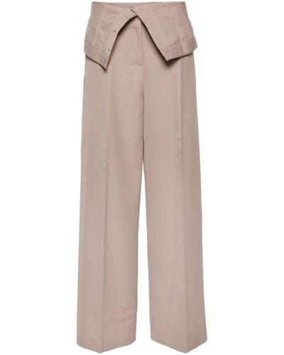 Acne Studios Neutral Folded-waist Tailored Trousers - Women's - Polyester/cotton/wool - Natural