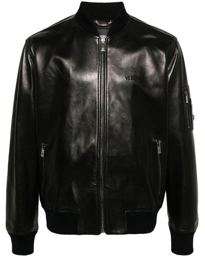 Versace Bomber Jacket With Logo - Black