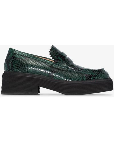 Marni Green Snakeskin Effect 30 Leather Loafers