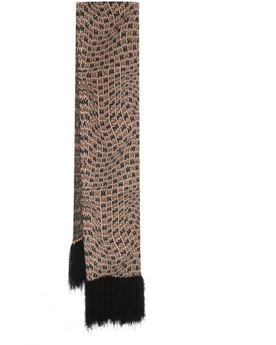 Amiri Logo-intarsia Frayed Scarf - Natural