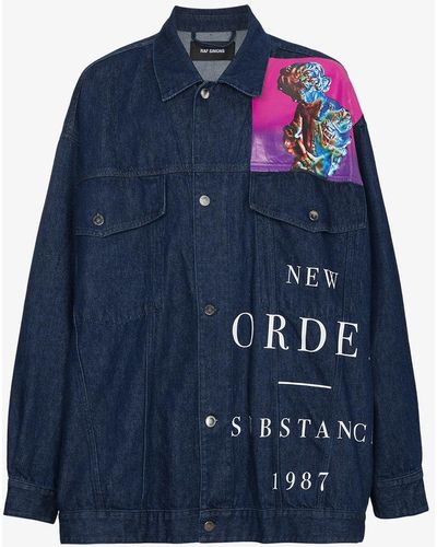 Raf Simons X New Order Printed Denim Jacket - Blue