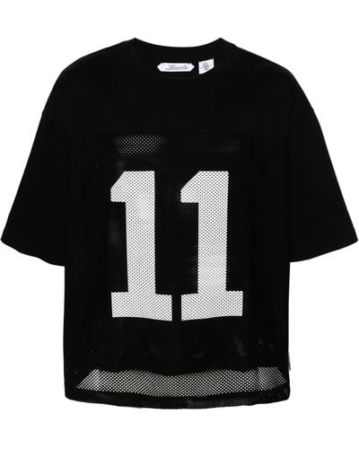 Lanvin X Future Number-print Mesh-panel T-shirt - Black
