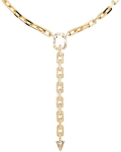 SHAY 18k Yellow Mini Deco Link Lariat Diamond Necklace - Metallic