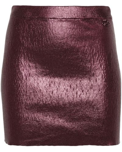 DIESEL Foiled Knitted Mini Skirt - Purple