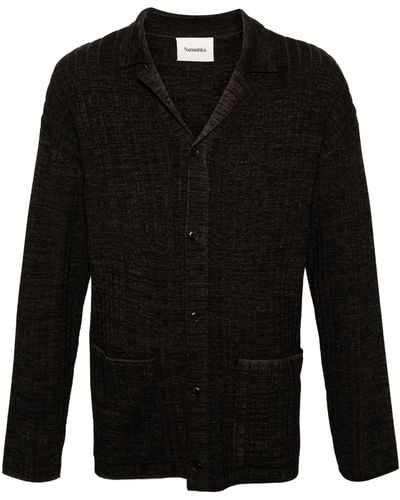 Nanushka Black Torben Ribbed Knit Cardigan - Men's - Merino/viscose/spandex/elastane/polyamide