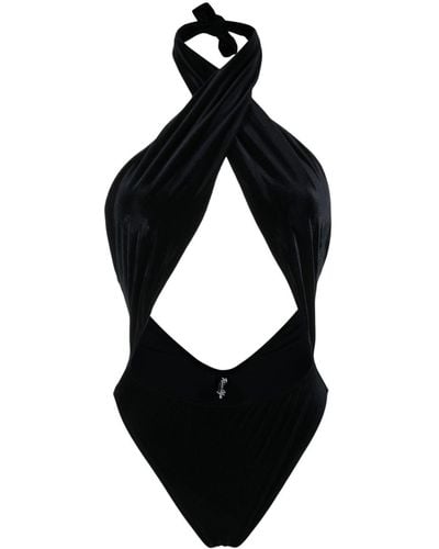 Reina Olga Italian Stallion Cut-out Swimsuit - Black