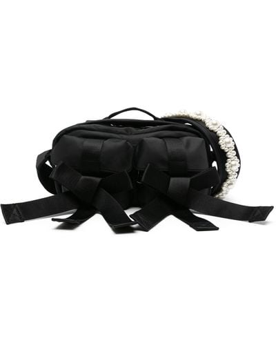 Simone Rocha Beaded Classic Bow Messenger Bag - Women's - Nylon - Black
