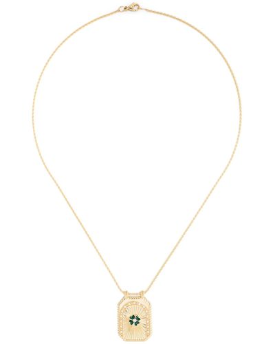 Marie Lichtenberg 18k Yellow Clover Scapular Diamond Necklace - White