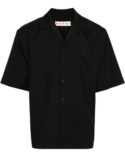Marni Cuban-collar Wool Shirt - Black