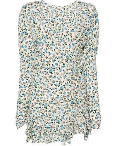 Alessandra Rich Neutral Floral-print Silk Dress - Women's - Cupro/silk - Natural