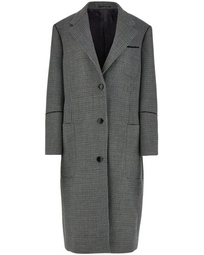 Ferragamo Single-breasted Check-pattern Coat - Grey