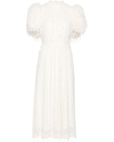 ROTATE BIRGER CHRISTENSEN Puff-sleeve Sequined Midi Dress - White