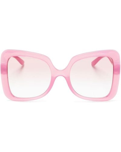 Dolce & Gabbana Dg Devotion Oversized-frame Sunglasses - Women's - Acetate - Pink