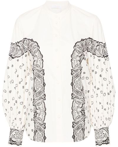 Chloé Bandana-print Cotton Shirt - Women's - Cotton - White
