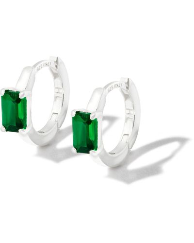 Hatton Labs Sterling Crystal Hoop Earrings - Green