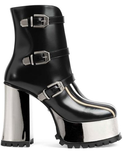 Gucci 125 Platform Ankle Boots - Women's - Leather/rubber/fabric - Black