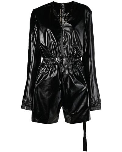 Rick Owens Bodybag Faux Leather Playsuit - Black