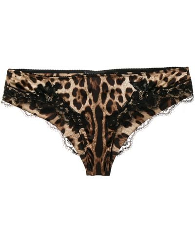 Dolce & Gabbana Leopard-print Silk Briefs - Black