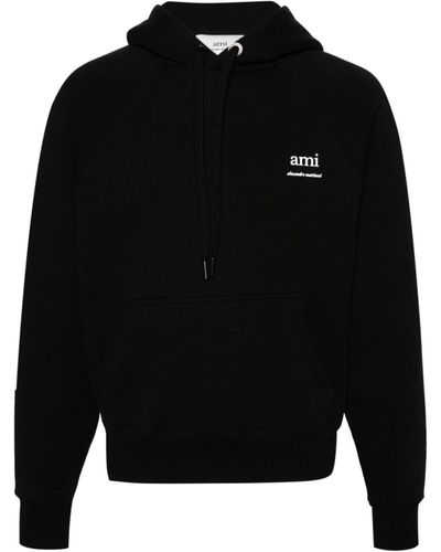 Ami Paris Logo Print Hoodie - Black
