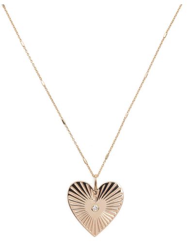 Zoe Chicco 14k Yellow Radiant Heart Medallion Diamond Necklace - White