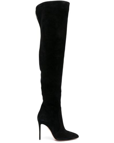 Aquazzura Liaison 105 Suede Thigh-high Boots - Black