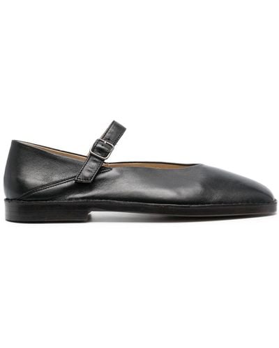 Lemaire Square-toe Leather Ballerina Shoes - Black