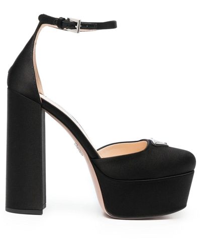 Prada High Heeled Satin Sandals - Black