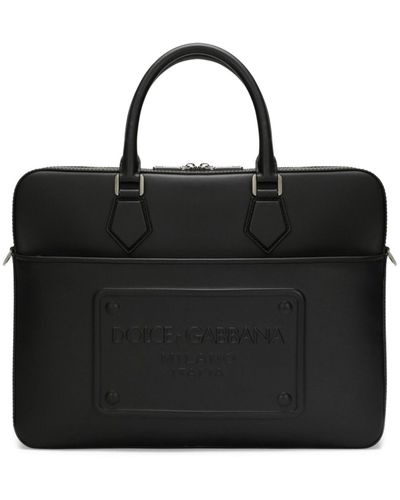 Dolce & Gabbana Logo-embossed Leather Briefcase - Black
