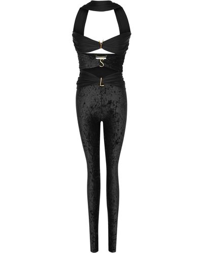 Saint Laurent Black Cut-out Halterneck Jumpsuit - Women's - Spandex/elastane/elastane