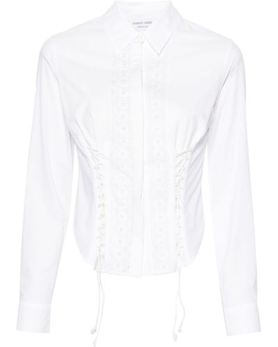 Marine Serre Regenerated Household Linen Shirt - Women's - Viscose/acetate/cotton/spandex/elastane - White