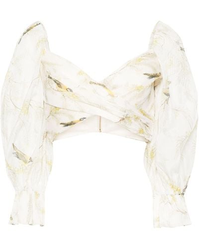 Zimmermann White Pleated Cropped Blouse - Women's - Polyester/cotton