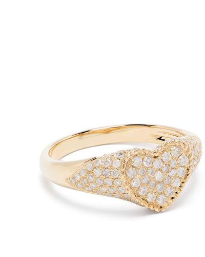 Yvonne Léon 9k Yellow Baby Chevalier Coeur Diamond Signet Ring - Natural