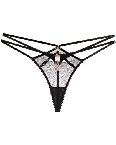 Agent Provocateur Foxie Strappy Floral-lace Thong - Natural