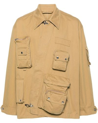 Lanvin X Future Neutral Asymmetrical Cargo Jacket - Men's - Zamac/cotton/brass/calf Leather - Natural