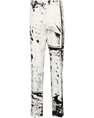 Alexander McQueen White Graphic-print Straight-leg Pants