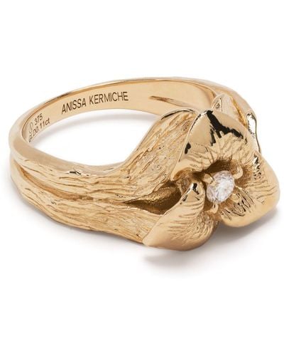Anissa Kermiche 9k Yellow Flower Empower Diamond Ring - White