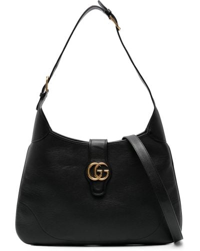 Gucci Aphrodite Large Embellished Leather Shoulder Bag - Black