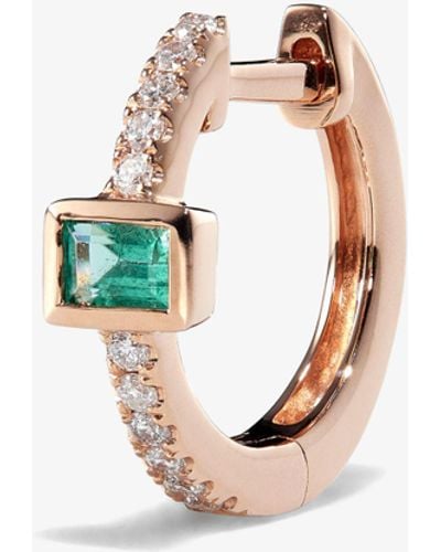Jacquie Aiche 14k Rose Gold Emerald And Diamond Earring - Women's - Diamond/14kt Rose Gold/emerald - Pink