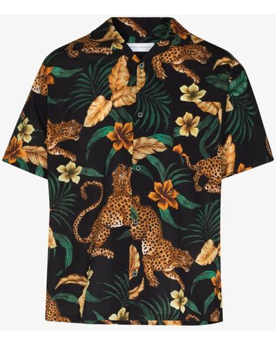 Desmond & Dempsey Soleia Leopard Print Cuban Pyjama Shirt - Men's - Cotton - Black