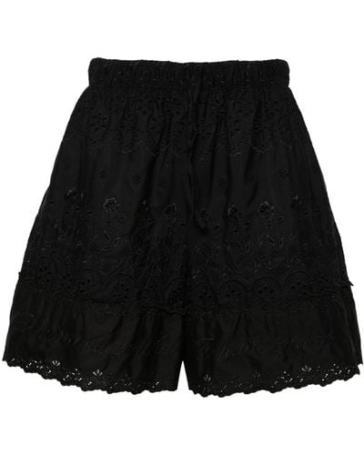 Simone Rocha Broderie Anglaise Cotton Shorts - Black