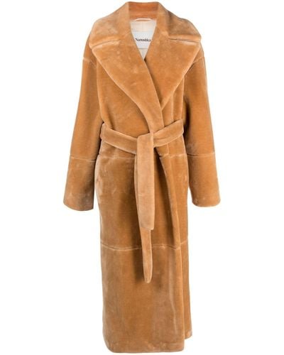 Nanushka Fleece Trench Coat - Natural