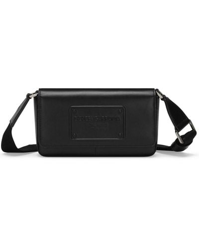 Dolce & Gabbana Logo-embossed Leather Shoulder Bag - Black