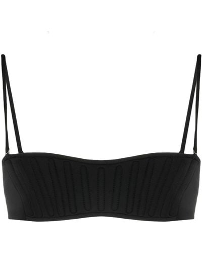 Mugler Decorative-stitching Bikini Top - Black