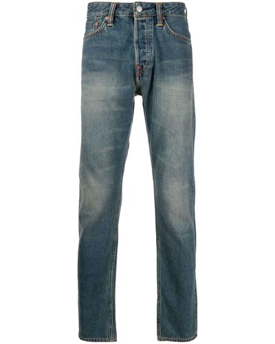 Evisu Paneled Straight Leg Jeans - Men's - Cotton - Blue
